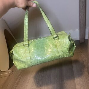 Nine West Lime Crocodile-Embossed Shoulder Bag